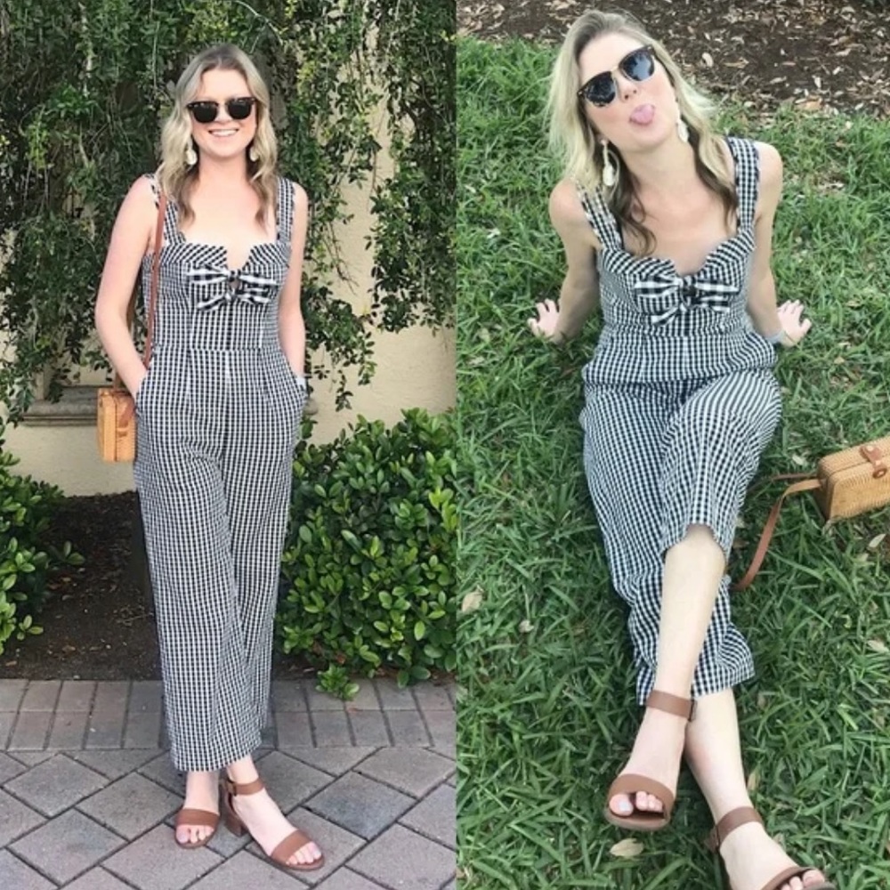 Tanya Taylor Black and White Gingham Jumpsuit - Picture 10 of 11